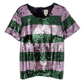 ANTHROPOLOGIE Maeve Short-Sleeve Sequin Striped Top S - flyKAMP
