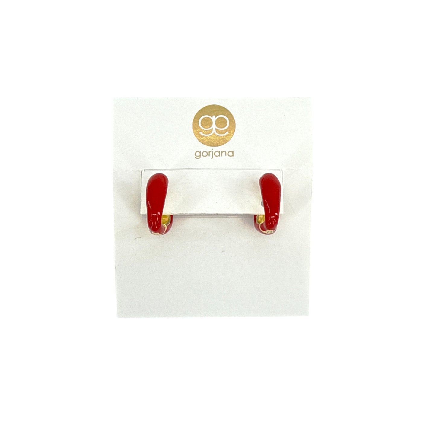 GORJANA Amour Heart Huggies || Gold & Red Enamel