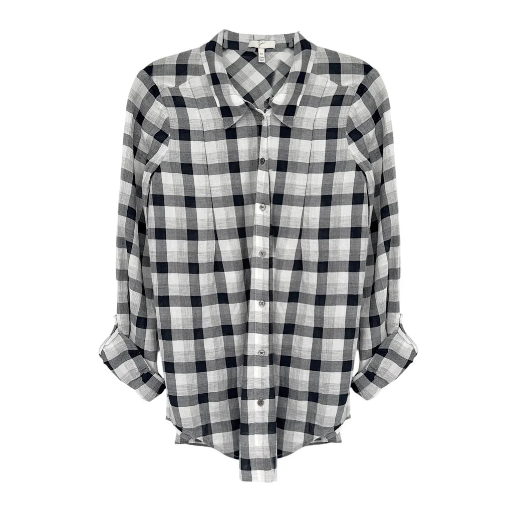 JOIE Katrine Plaid Shirt in Black & White XS - flyKAMP