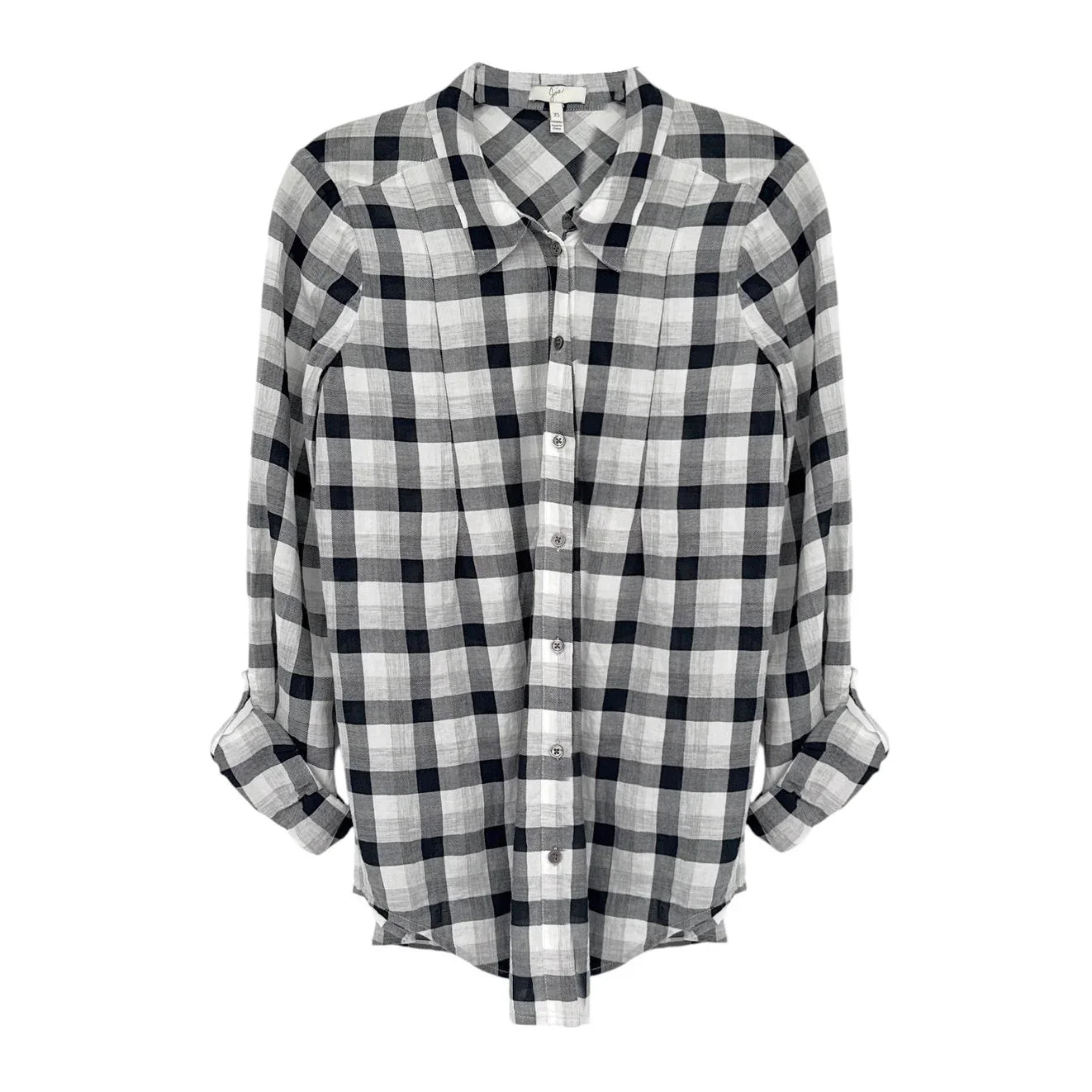 JOIE Katrine Plaid Shirt in Black & White XS - flyKAMP