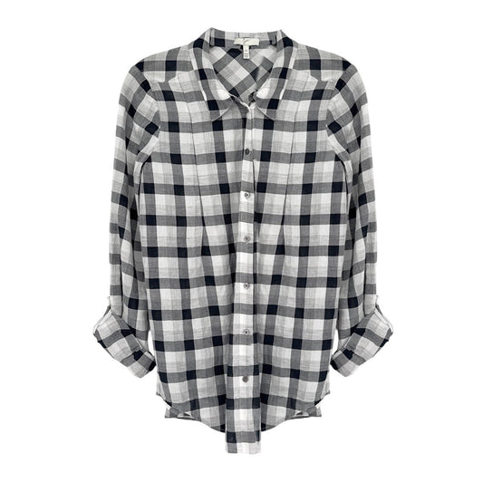 JOIE Katrine Plaid Shirt in Black & White XS