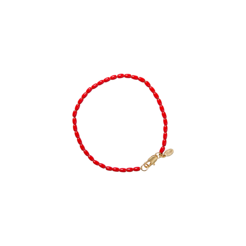 CLARE V. Enamel Barrel Chain Bracelet in Poppy Clare V.