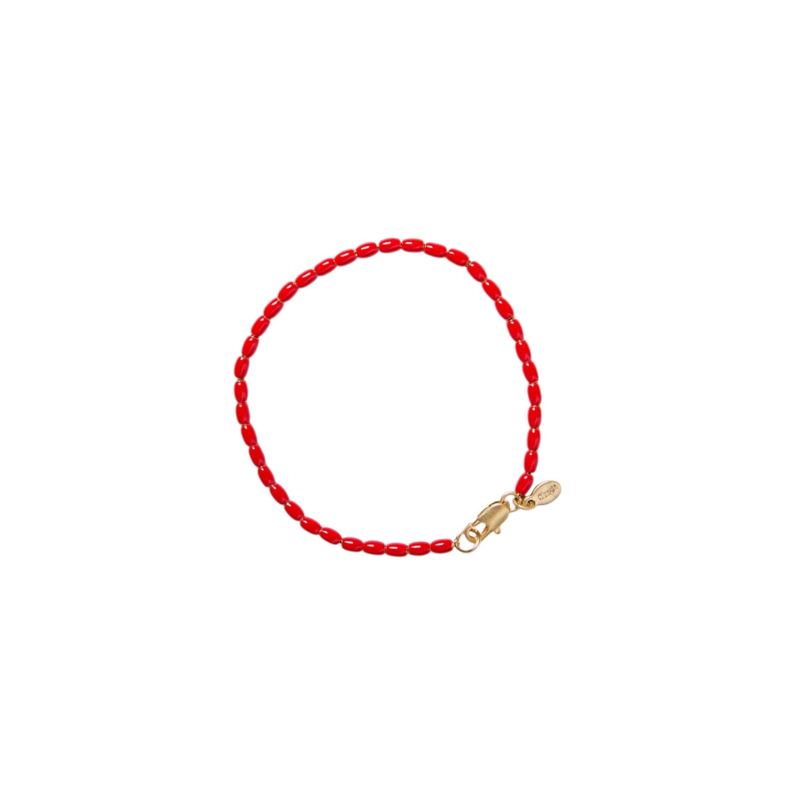 CLARE V. Enamel Barrel Chain Bracelet in Poppy Clare V.