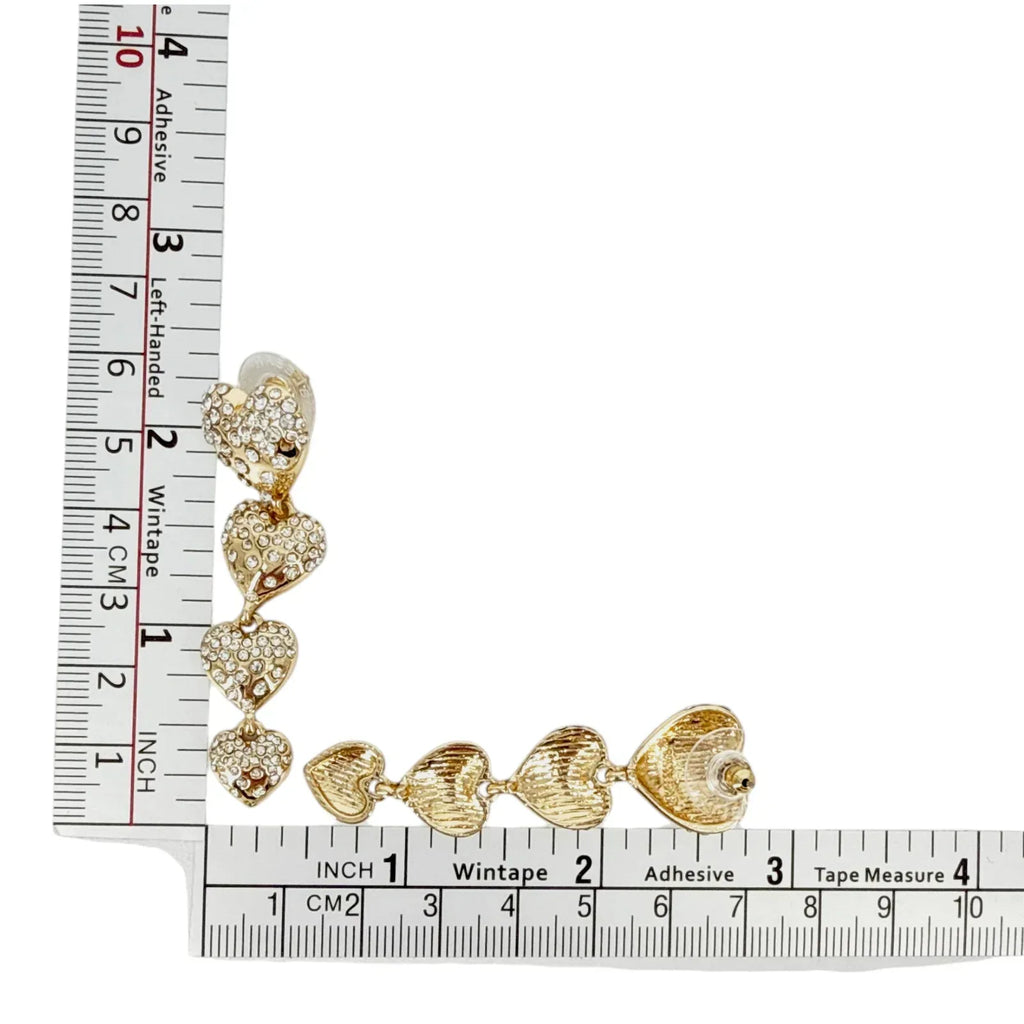 BAUBLEBAR Isabelle Pavé Heart Linear Drop Earrings - flyKAMP