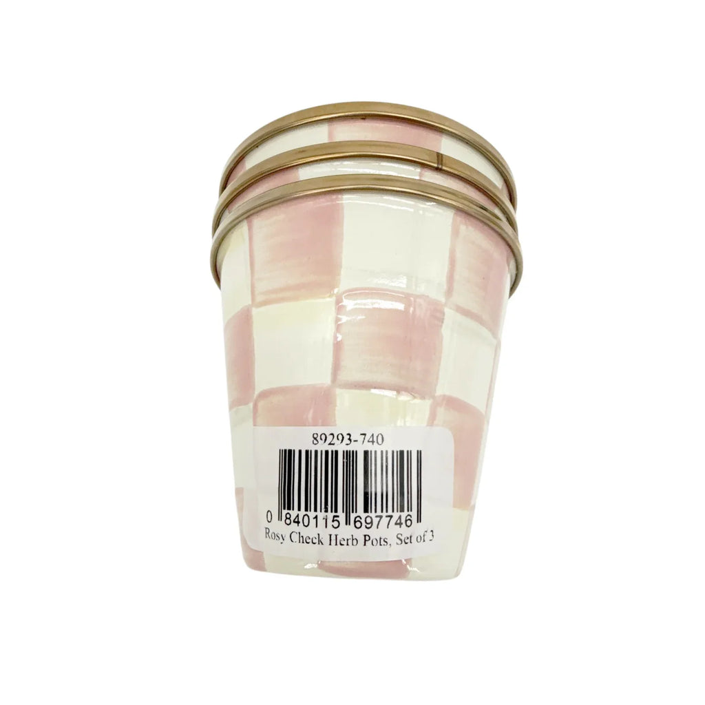MACKENZIE-CHILDS Herb Pots in Rosy Check Set of 3 - flyKAMP