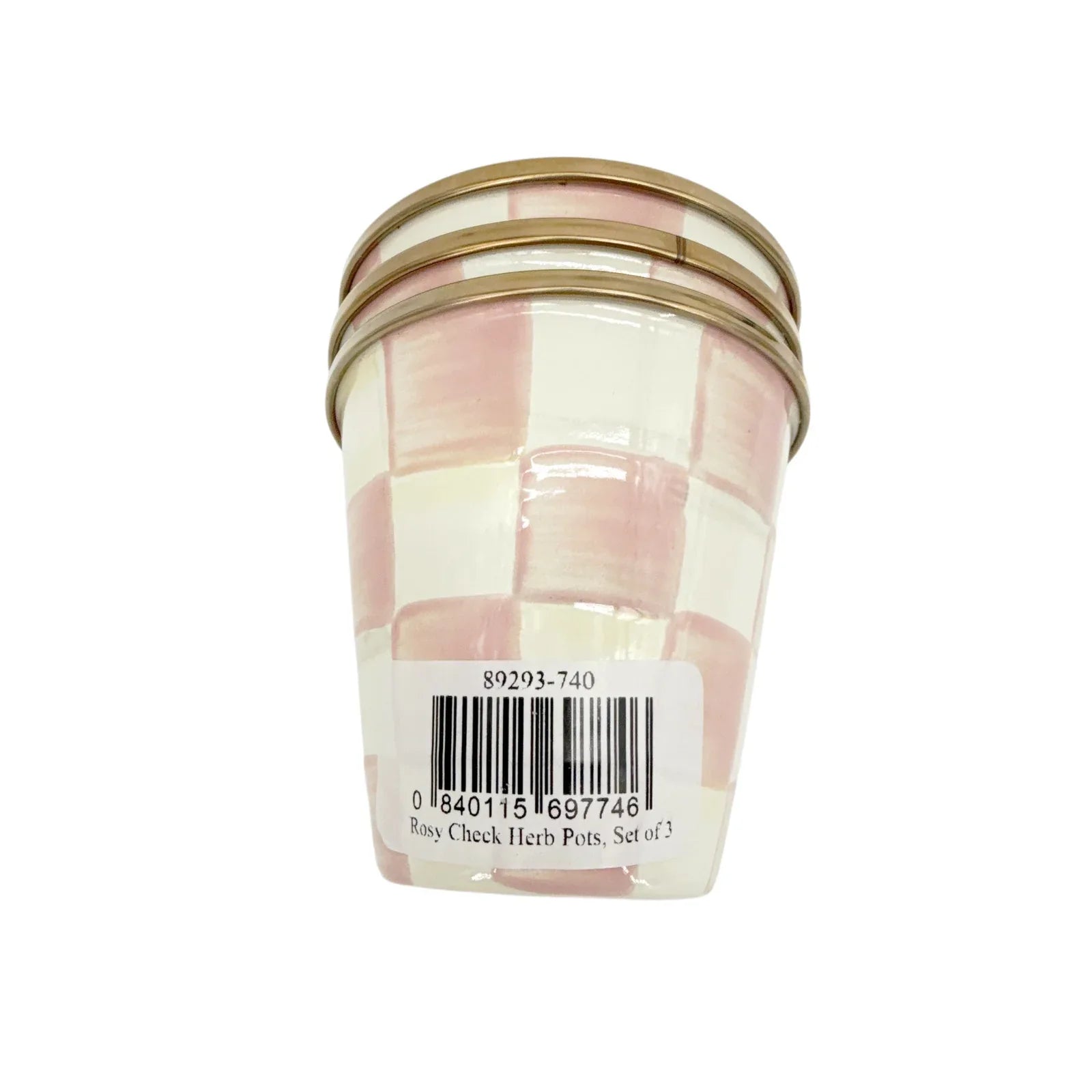 MACKENZIE-CHILDS Herb Pots in Rosy Check Set of 3 - flyKAMP