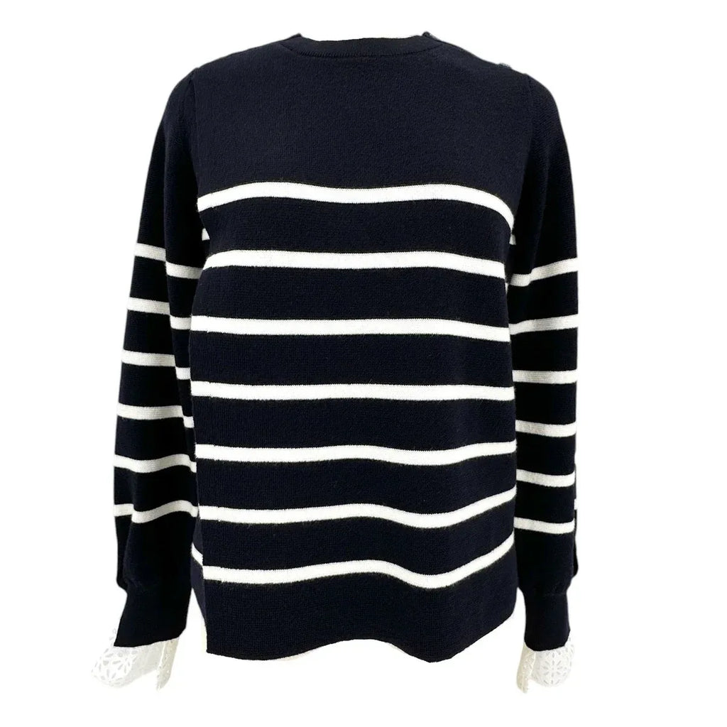 3.1 PHILLIP LIM Sailor Stripe Lace Cuff Sweater S - flyKAMP