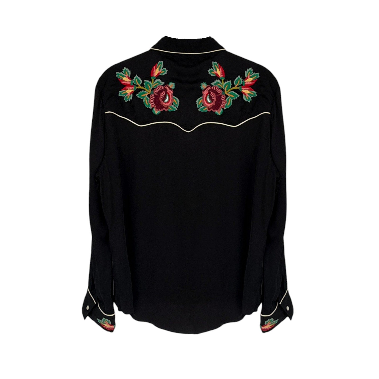 THE GREAT. The Heirloom Rose Western Shirt in Black 1|S The Great.