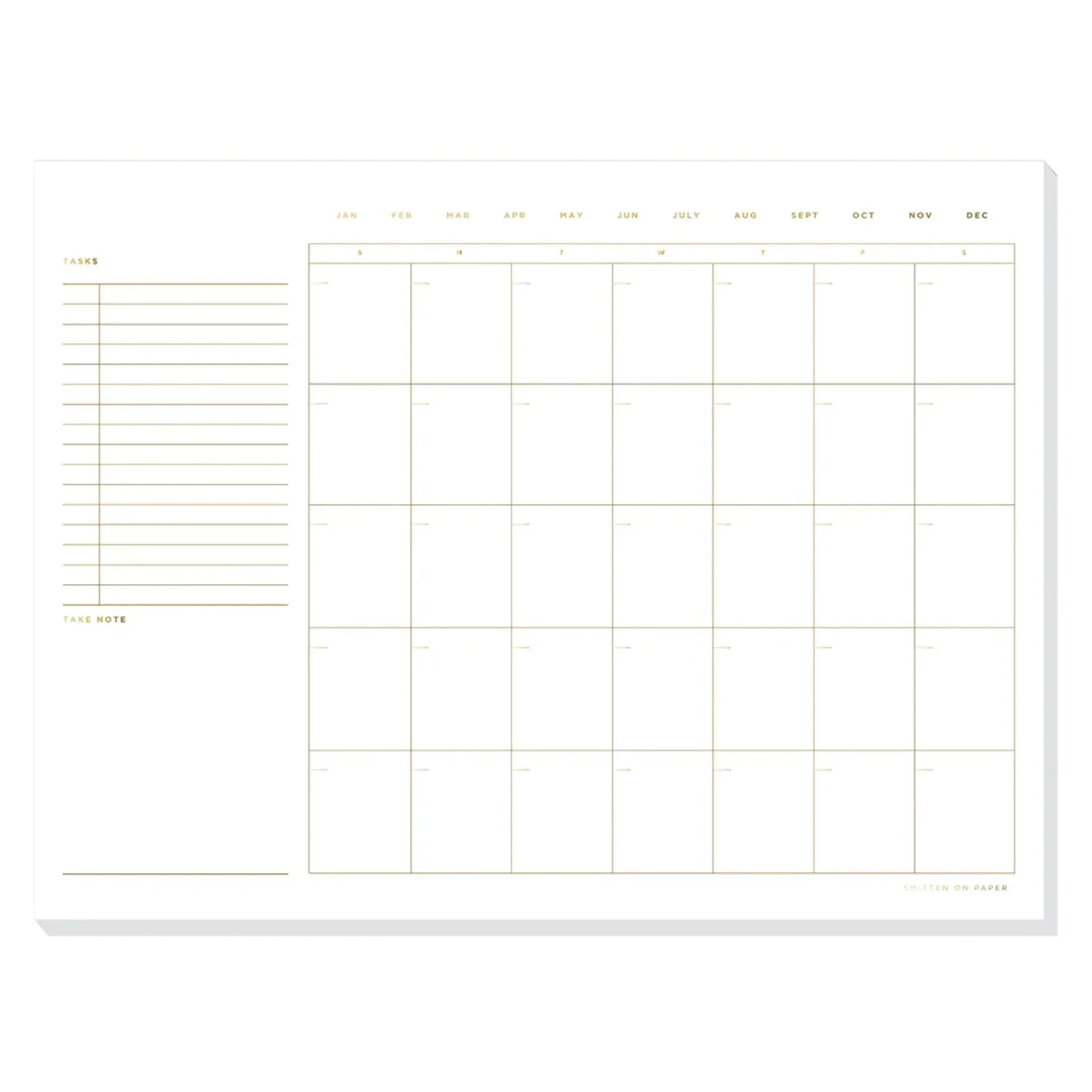 SMITTEN on PAPER Open Dated Desk Calendar in White - flyKAMP