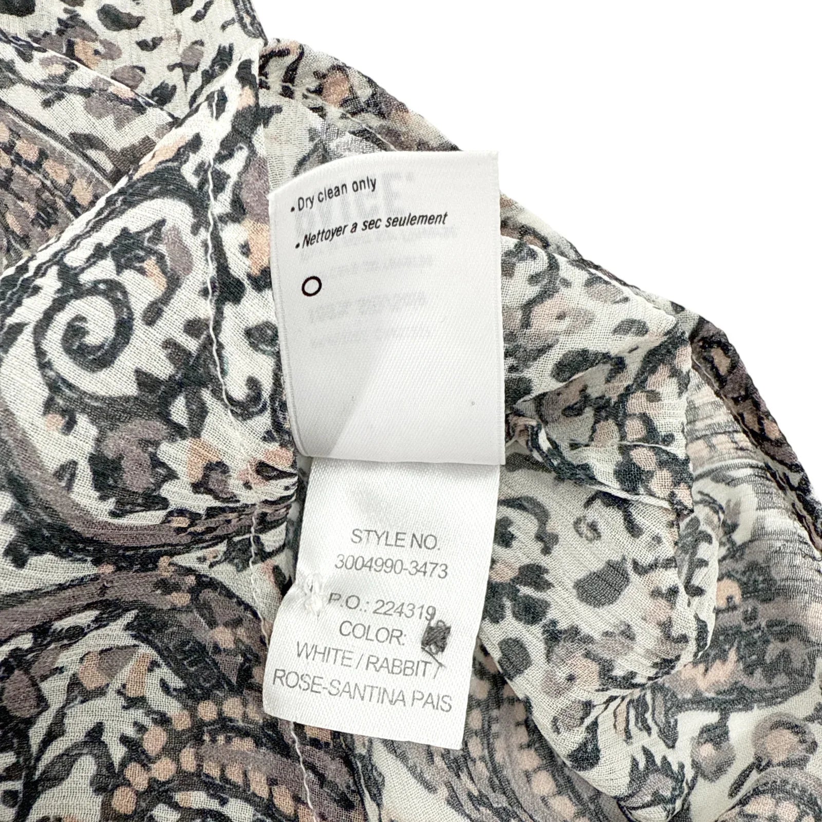 PAIGE Cleobelle Printed Femme Blouse in White/Rabbit/Rose-Santina Pais XS - flyKAMP