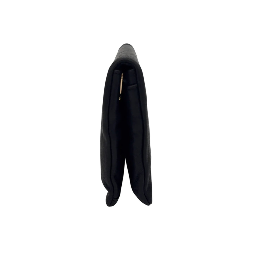 ANN TAYLOR Nappa Leather Foldover Clutch Bag in Black - flyKAMP