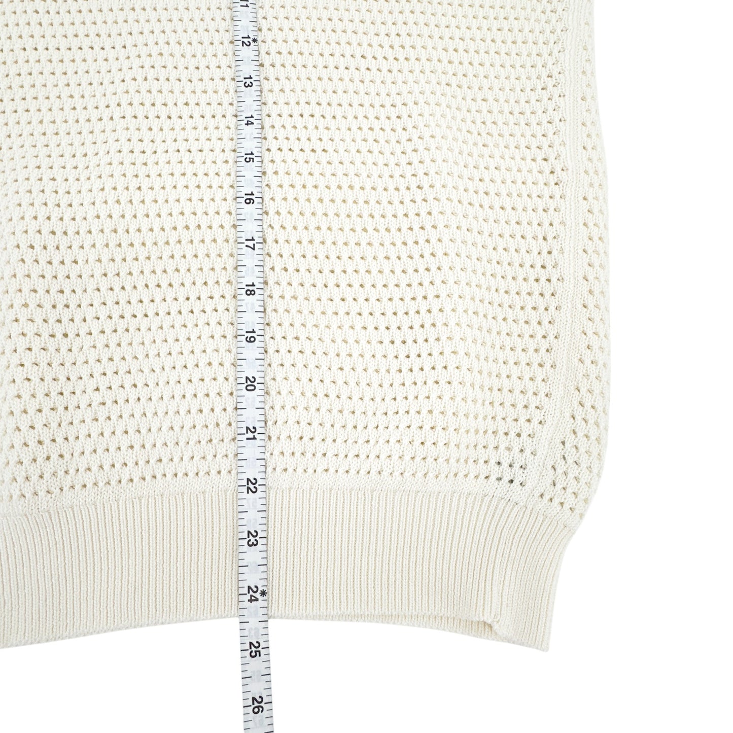 TORY BURCH Mesh Polo Sweater in White L