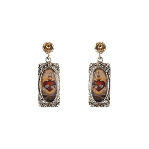 VIRGINS SAINTS & ANGELS VSA Retablo Rectangular Framed Earrings in Silver