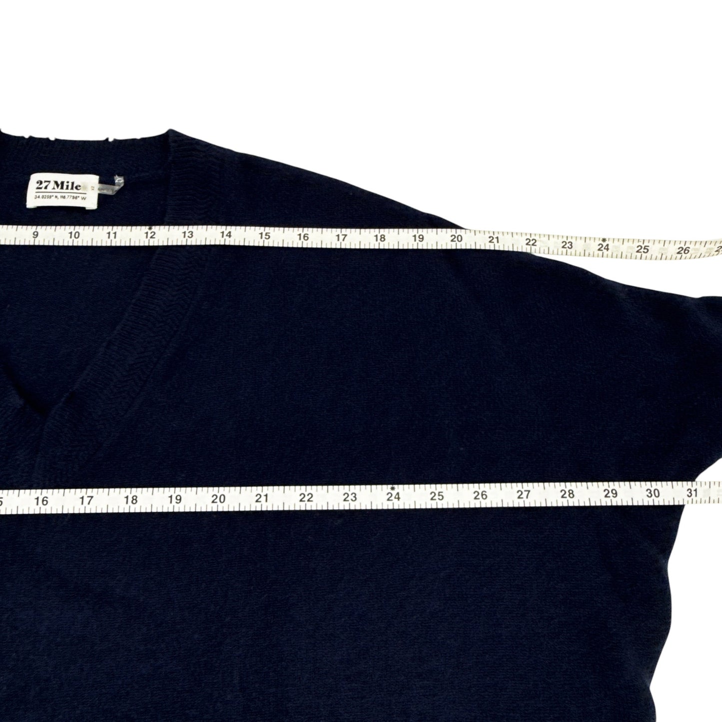27 MILES Cashmere V-Neck Sweater Navy XS