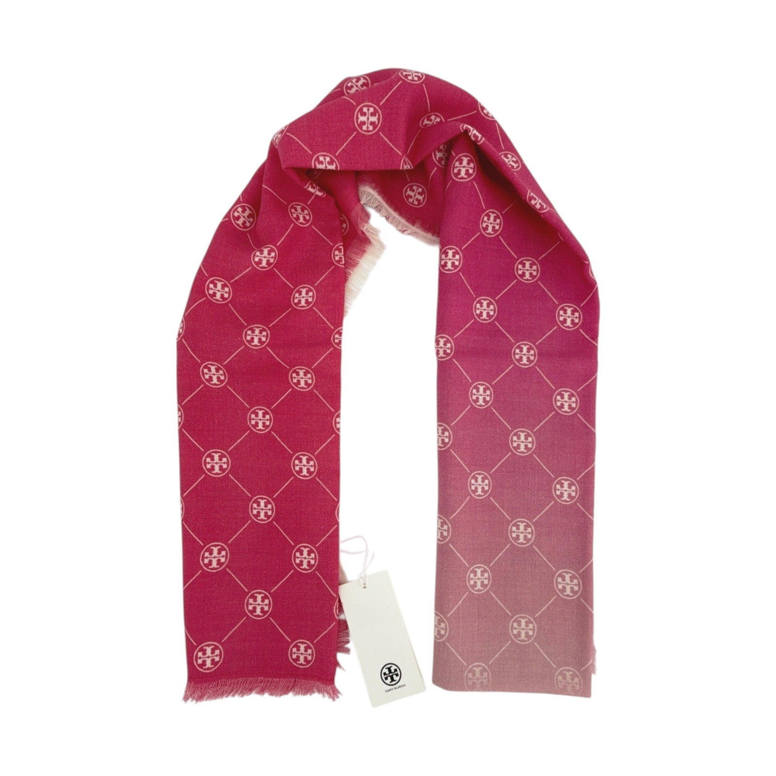 TORY BURCH T Monogram Oblong Scarf in Pink Tory Burch