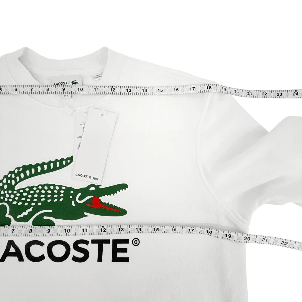 LACOSTE Classic Fit Crewneck Sweatshirt in White S - flyKAMP