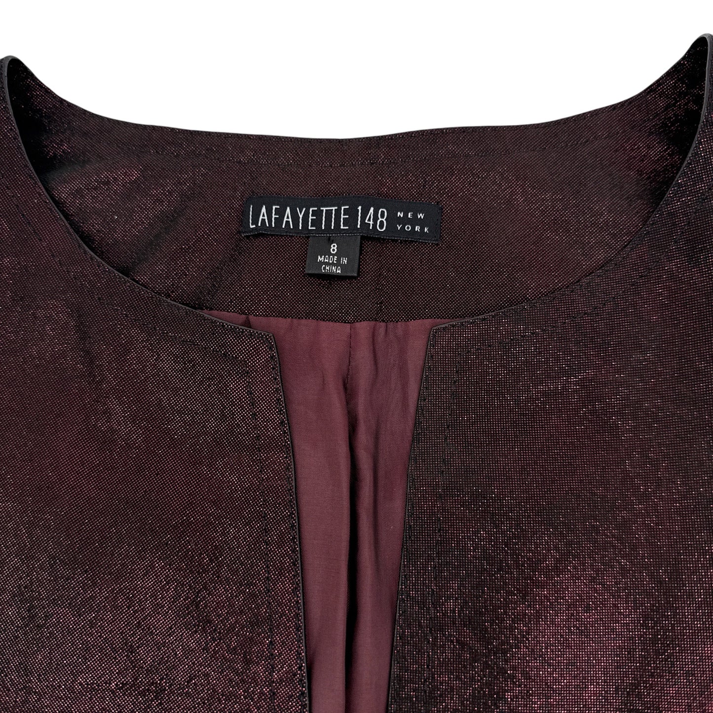 LAFAYETTE 148 New York 3/4 Sleeve Ritchie Leather Jacket in Beet 8