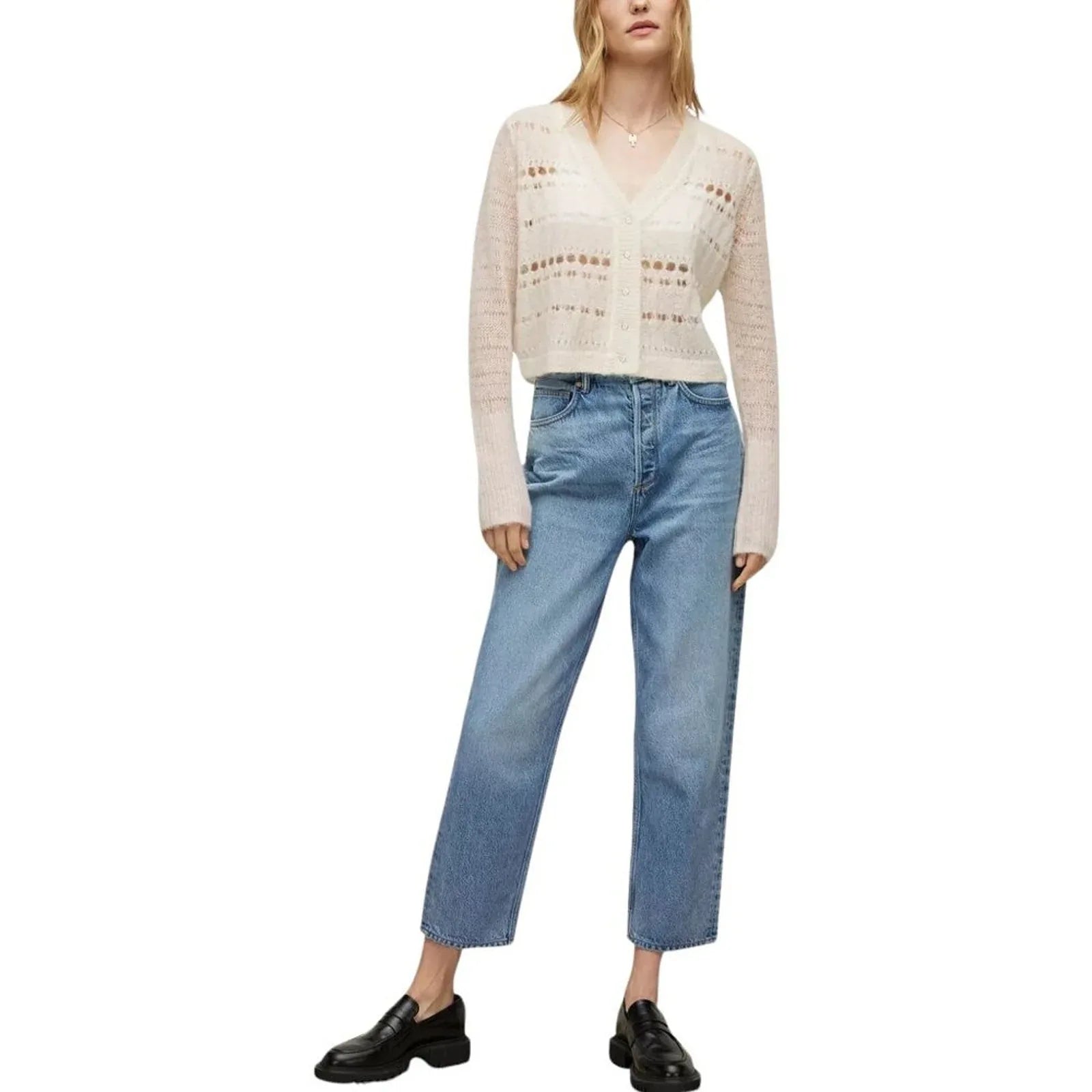 ALLSAINTS Cole Open Knit Cropped Cardigan L - flyKAMP