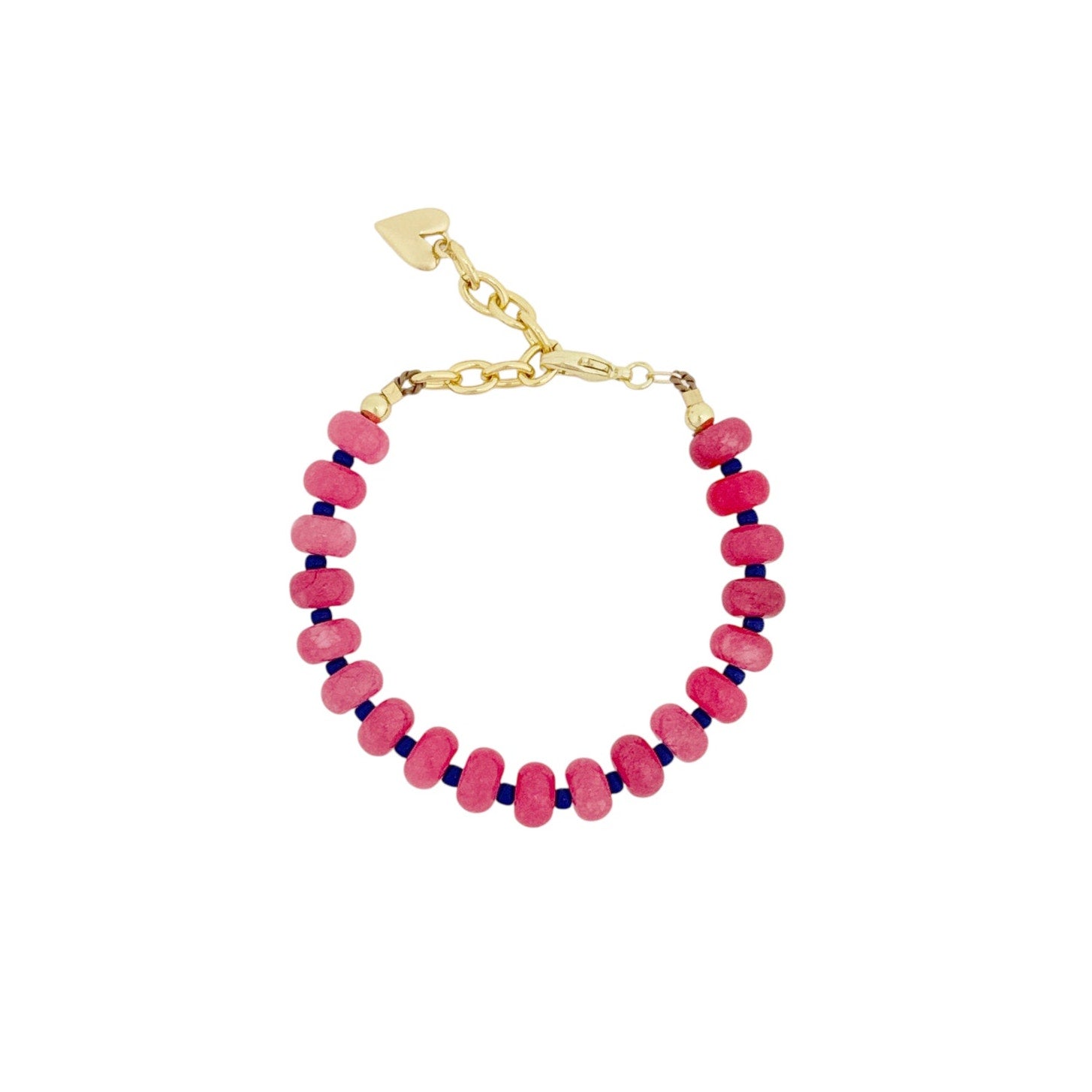 THE SILVER WREN Candy Stone Beaded Bracelet in Dark Pink