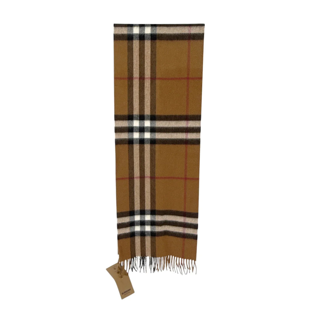 BURBERRY Giant Check Cashmere Scarf in Birch Brown - flyKAMP