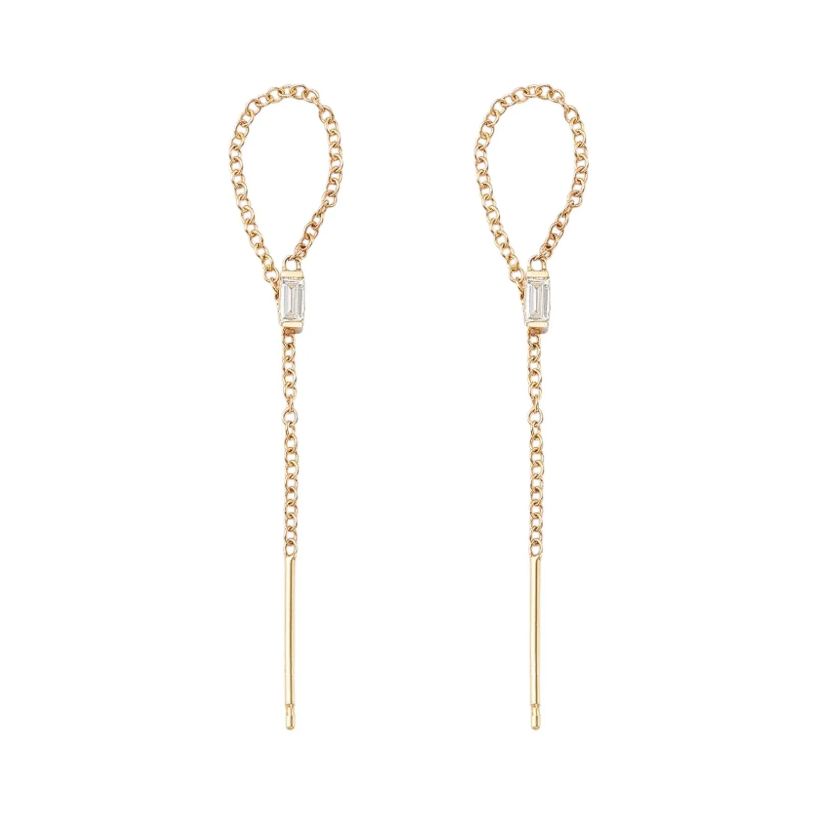 ZOE CHICCO 14k Gold Baguette Diamond Earrings - flyKAMP