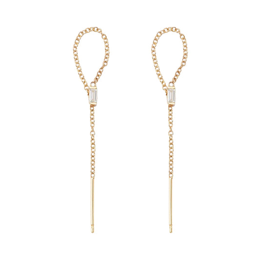 ZOE CHICCO 14k Gold Baguette Diamond Earrings