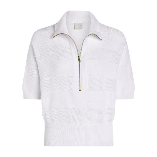 VARLEY Kembria Half Zip Knit Top in White XS