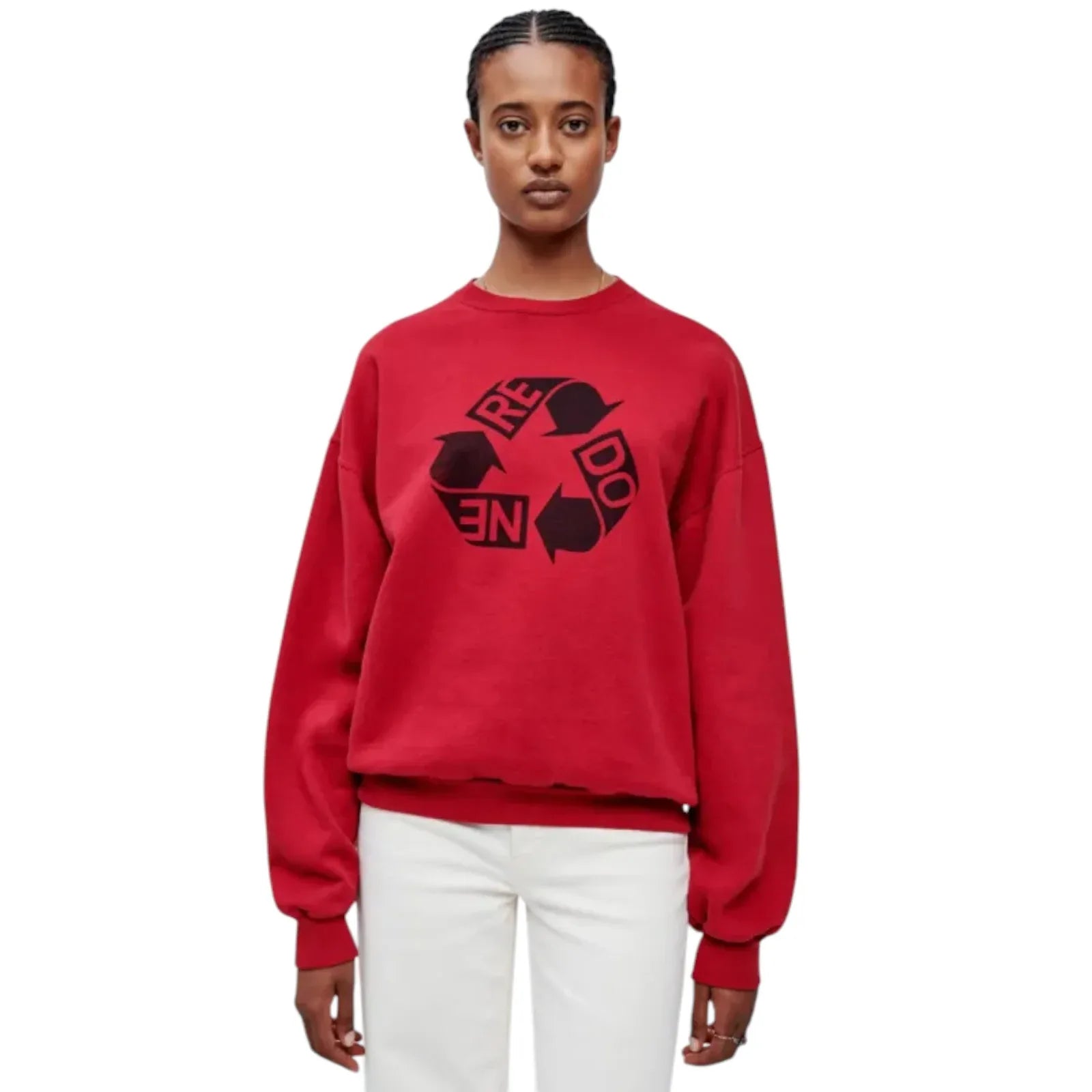 RE/DONE Recycle Crew Neck Sweatshirt in Red XS/S - flyKAMP