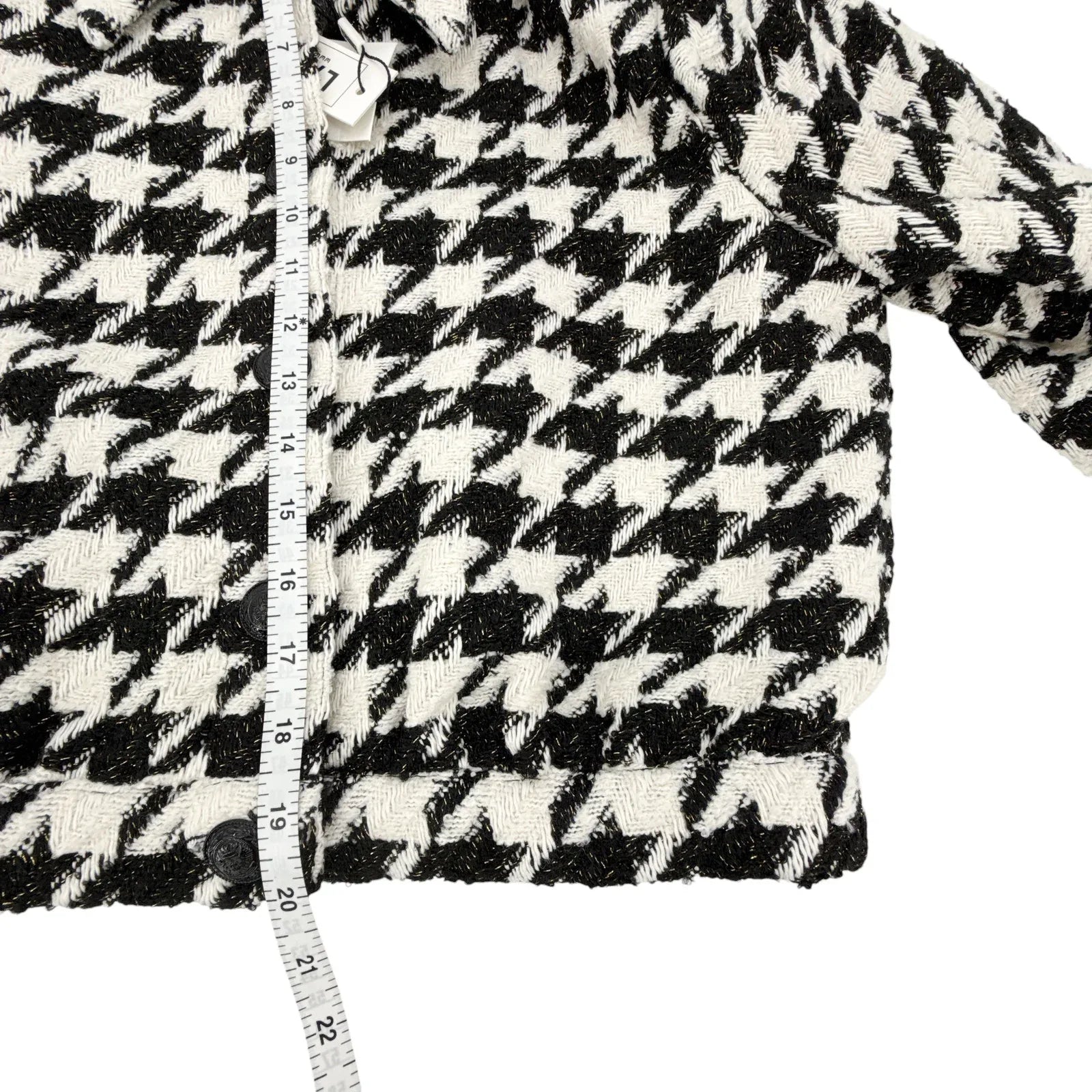 L'AGENCE Bridges Crop Jacket in Ecru Black & Gold Houndstooth 4|S - flyKAMP