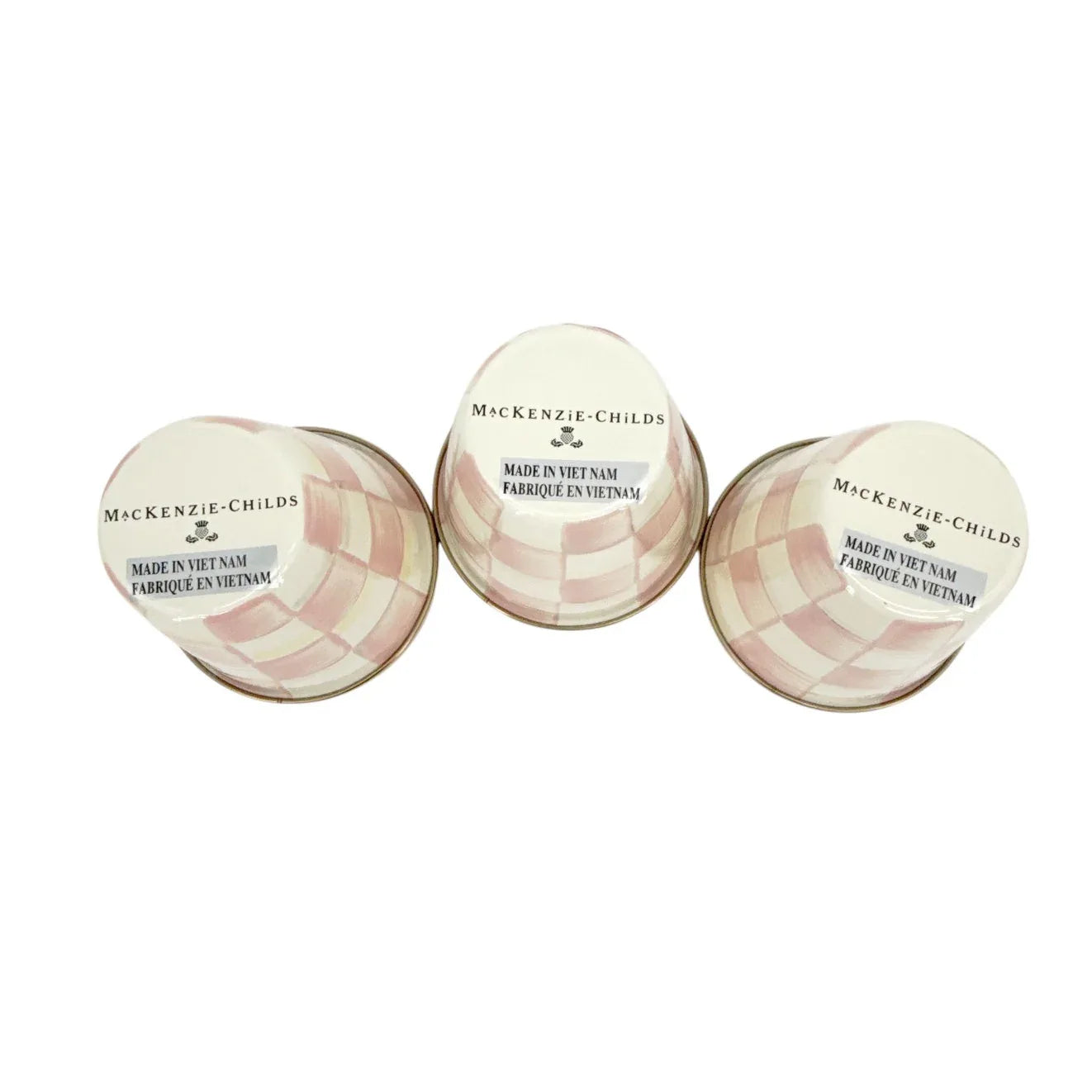 MACKENZIE-CHILDS Herb Pots in Rosy Check Set of 3 - flyKAMP
