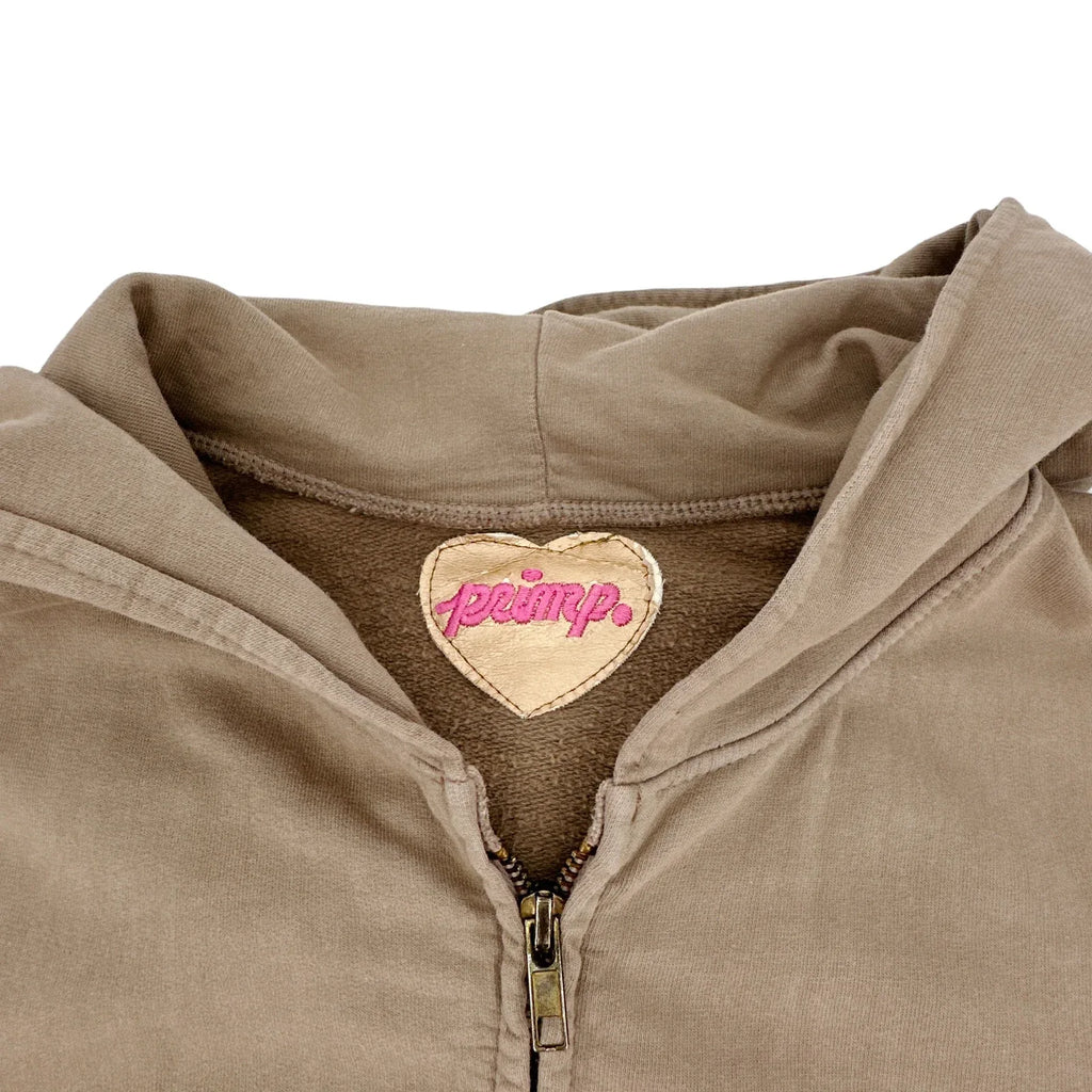 PRIMP Sequin Zip Hoodie in Tan & Gold S - flyKAMP
