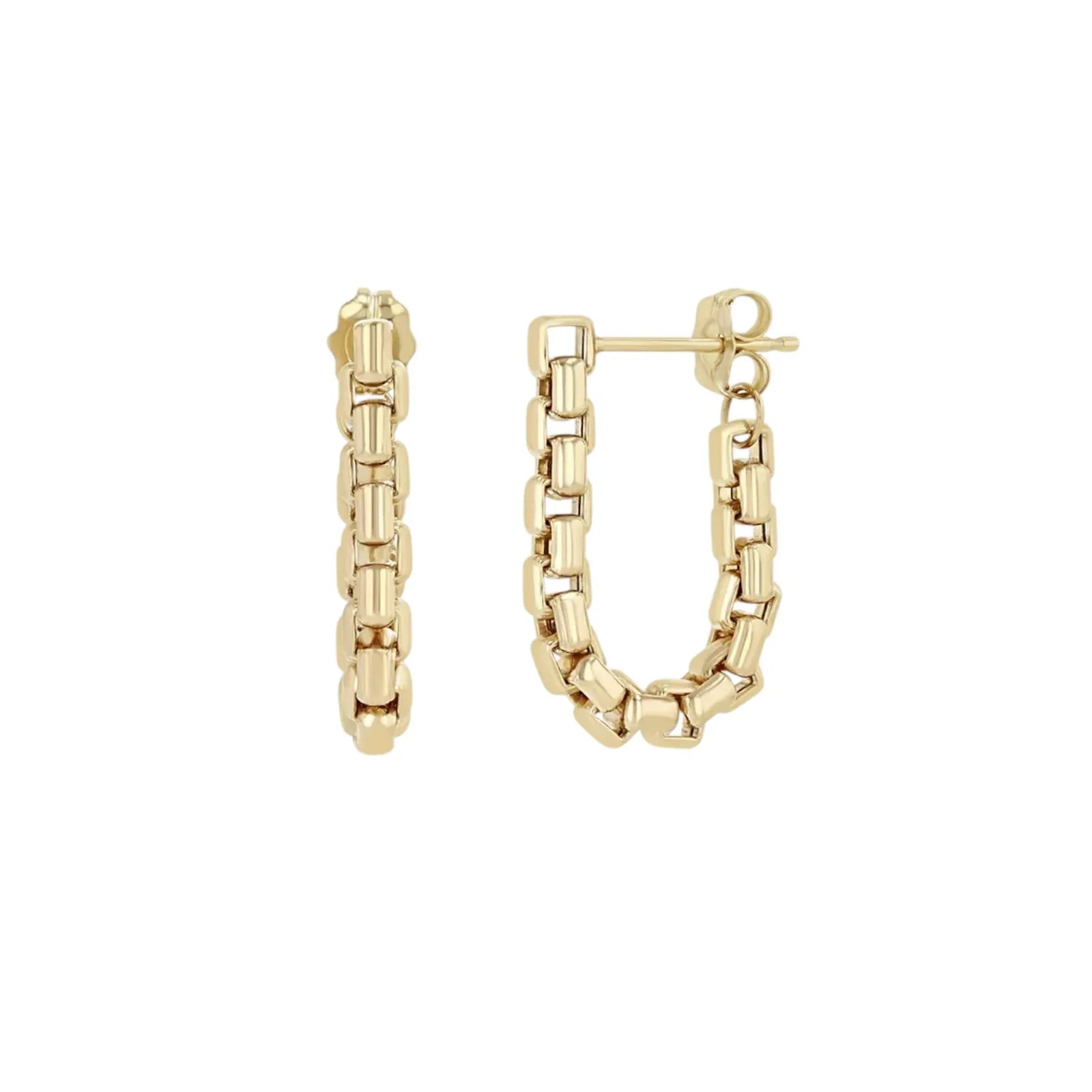 ZOE CHICCO 14k Gold Large Box Chain Huggie Earrings - flyKAMP