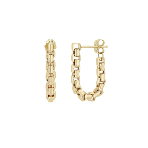 ZOE CHICCO 14k Gold Large Box Chain Huggie Earrings - flyKAMP