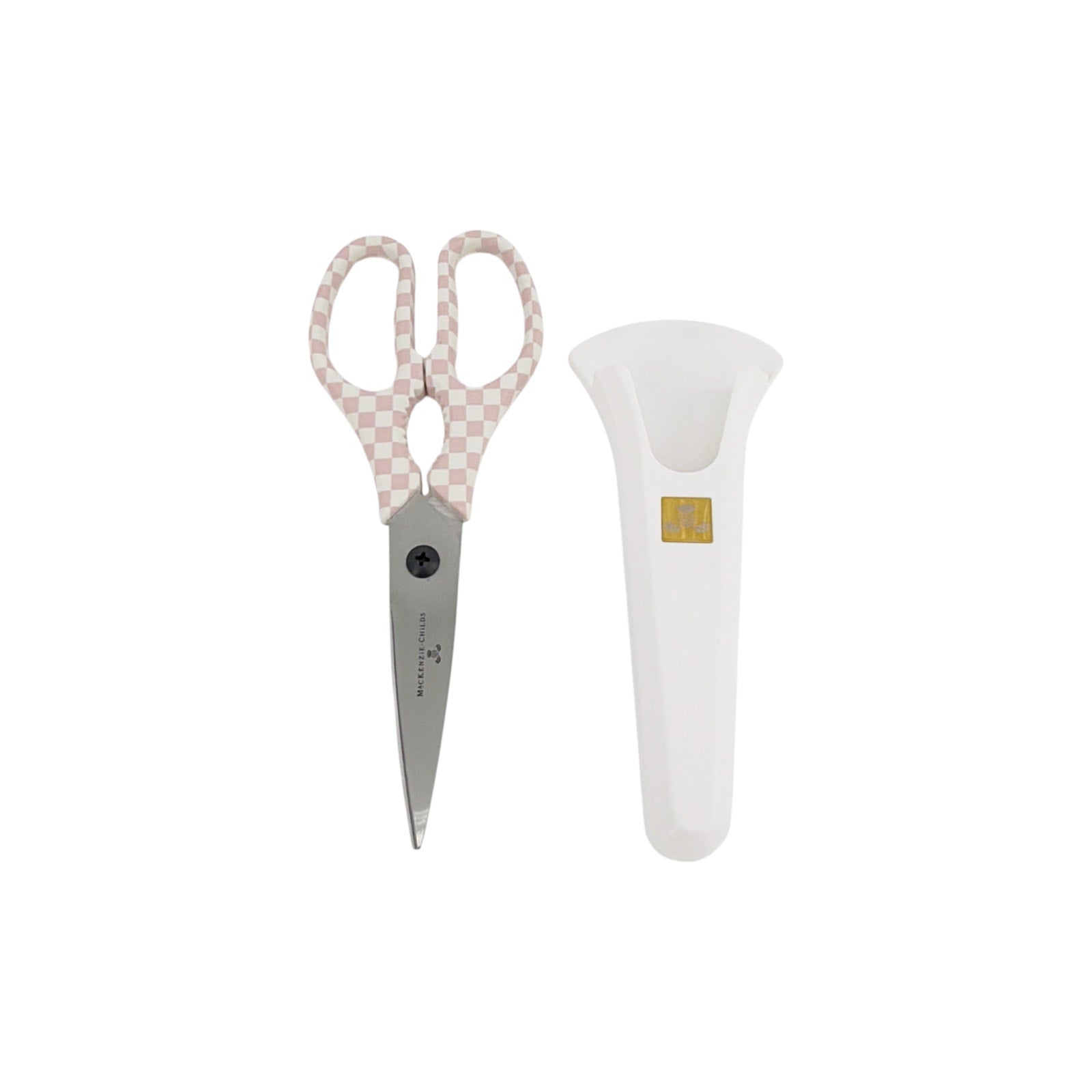 MACKENZIE-CHILDS Check Kitchen Shears in Pink & White Check Mackenzie-Childs