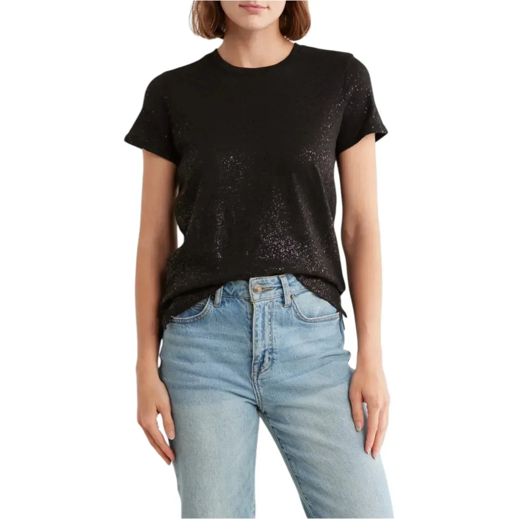 ATM Anthony Thomas Melillo Slub Jersey Schoolboy Tee with Metallic Foil Black S - flyKAMP