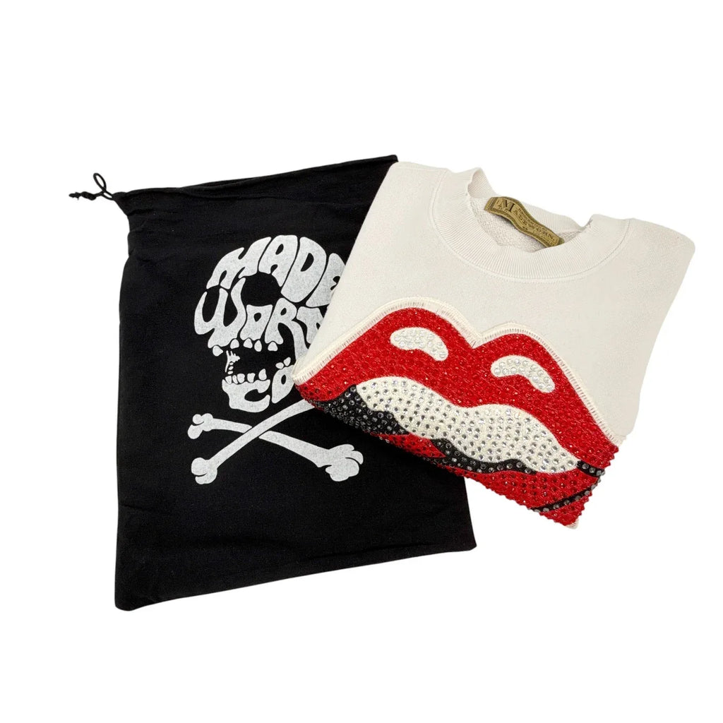 MADEWORN Rolling Stones Crystal Patch Classic Crew Sweatshirt XS - flyKAMP