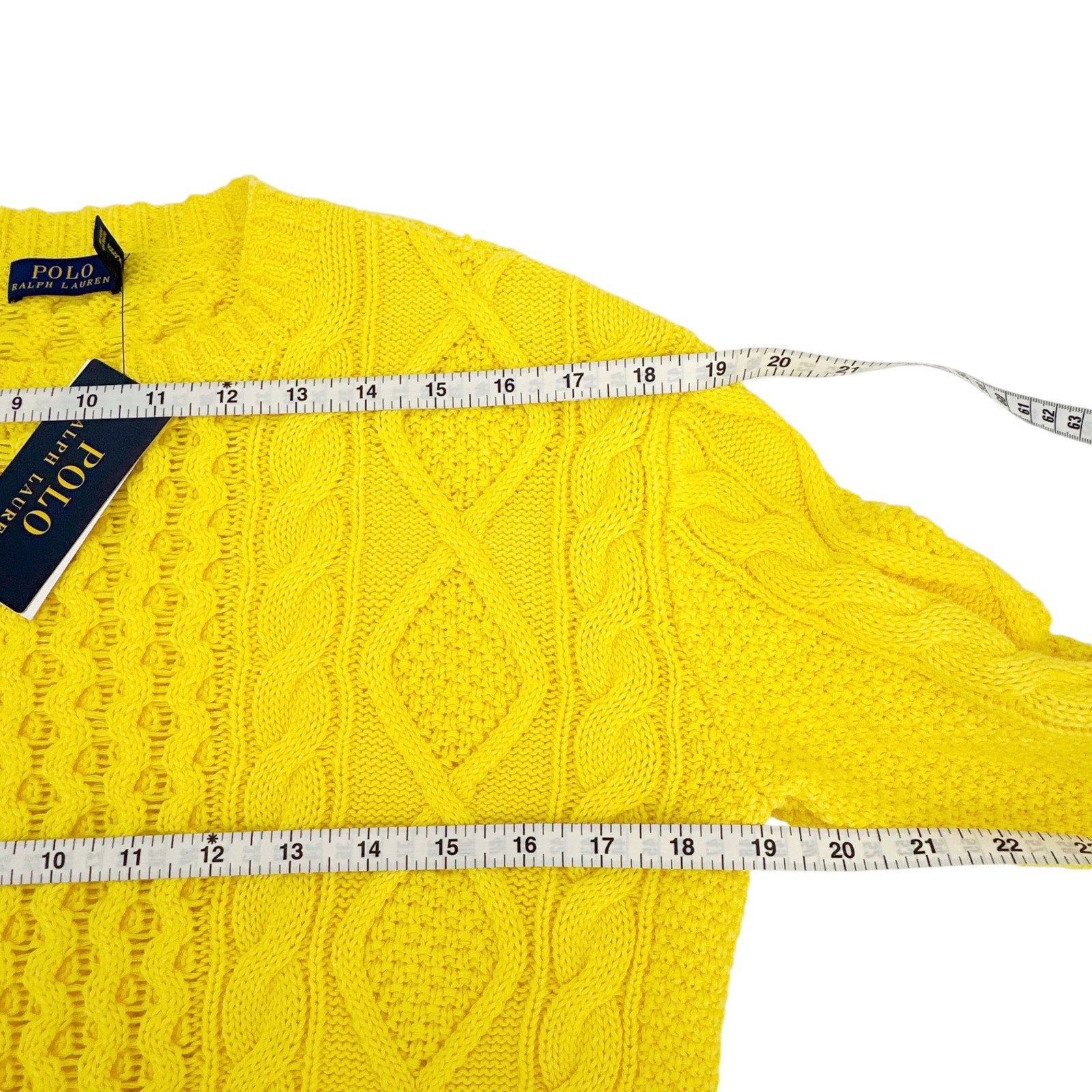 POLO RALPH LAUREN Cable-Knit Cotton Jumper in Yellow XS Polo Ralph Lauren