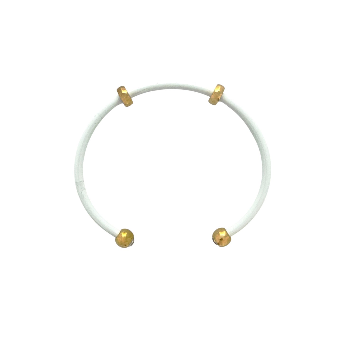 ALEX+ANI Bezel Stone Enamel Cuff in White