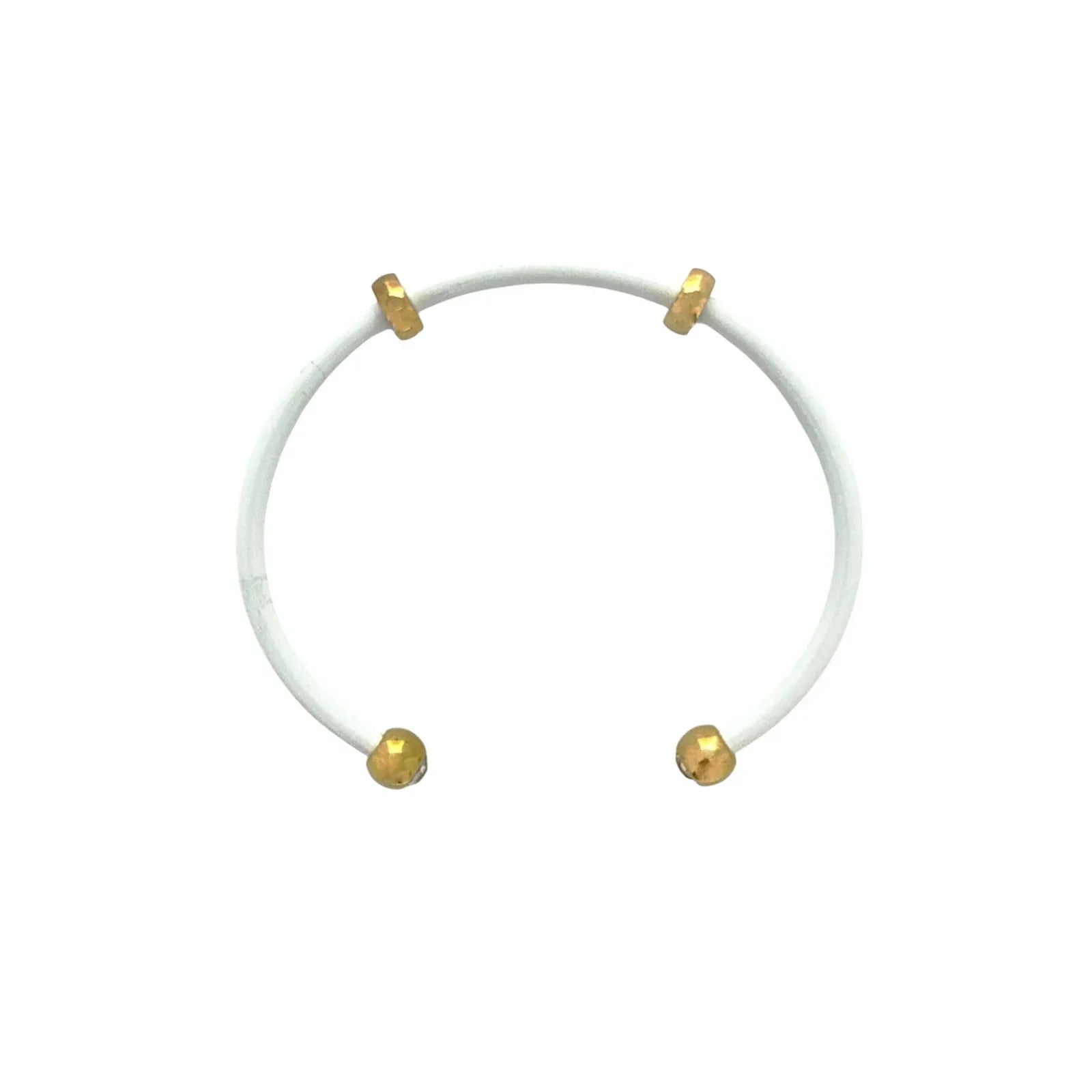 ALEX+ANI Bezel Stone Enamel Cuff in White - flyKAMP