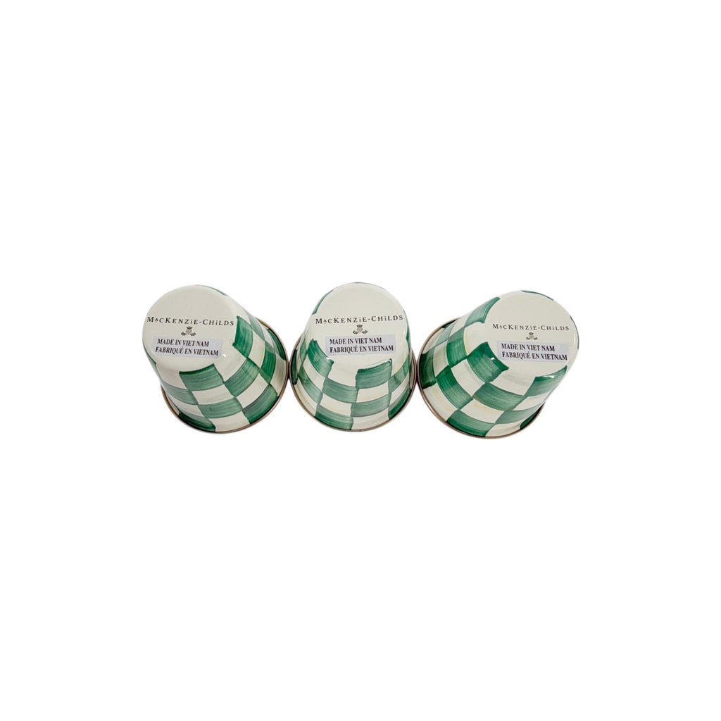 MACKENZIE-CHILDS Herb Pots in Emerald Check Set of 3 Mackenzie-Childs