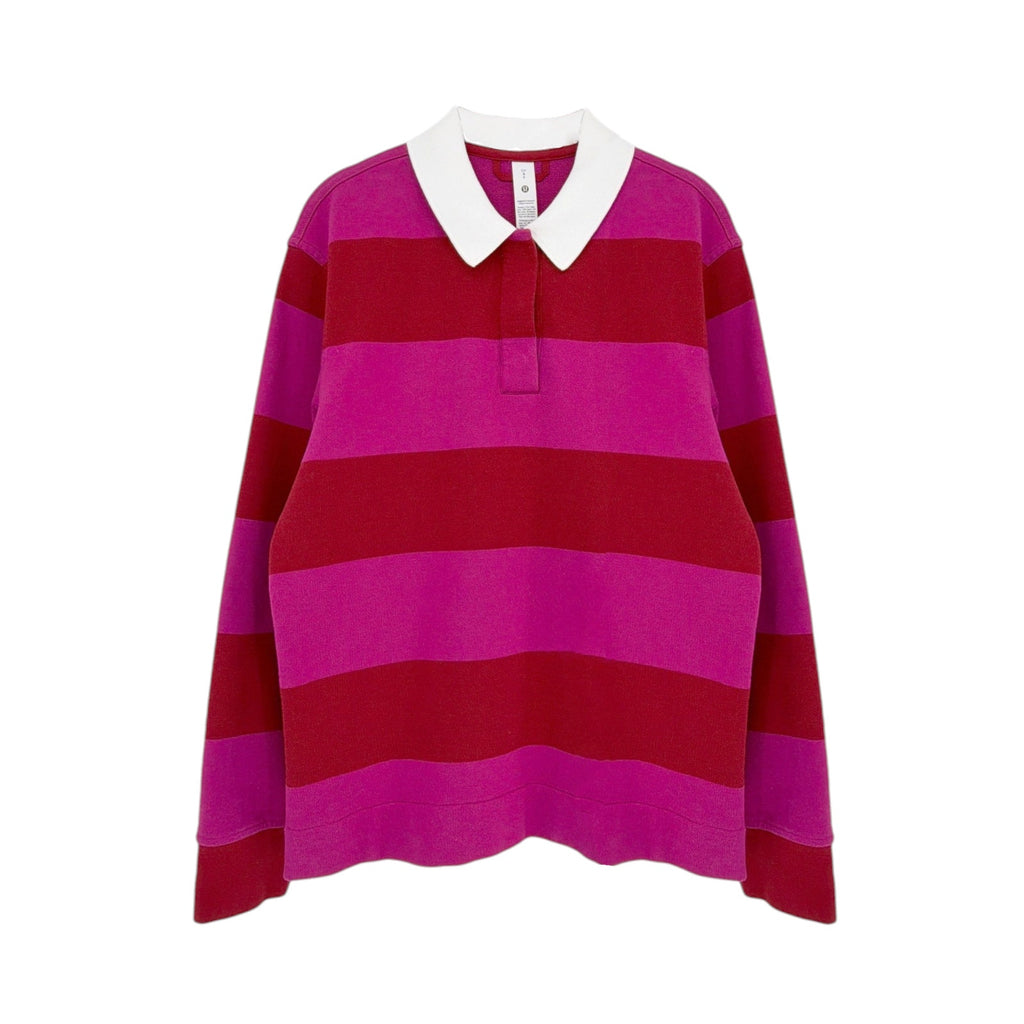 LULULEMON French Terry Rugby Shirt in Red & Pink S Lululemon
