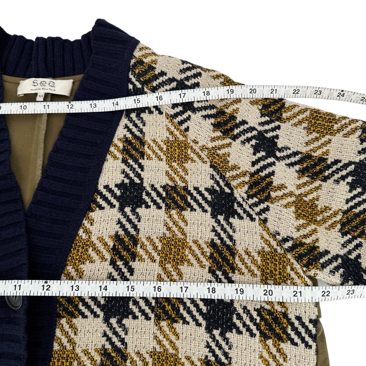 SEA NEW YORK Houndstooth Boyfriend Cardigan XS