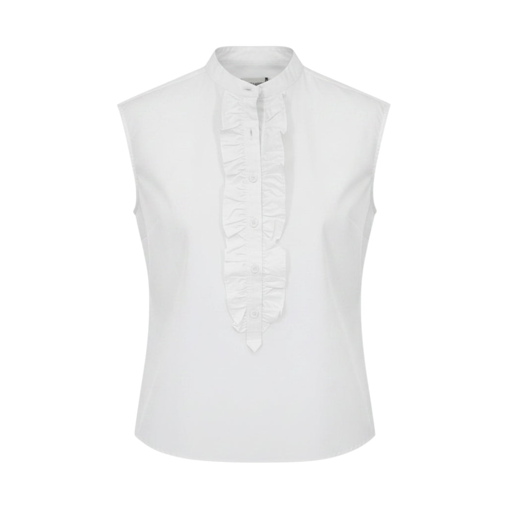 ZADIG and VOLTAIRE Ruffle Front Sleeveless Shirt in White S Zadig & Voltaire