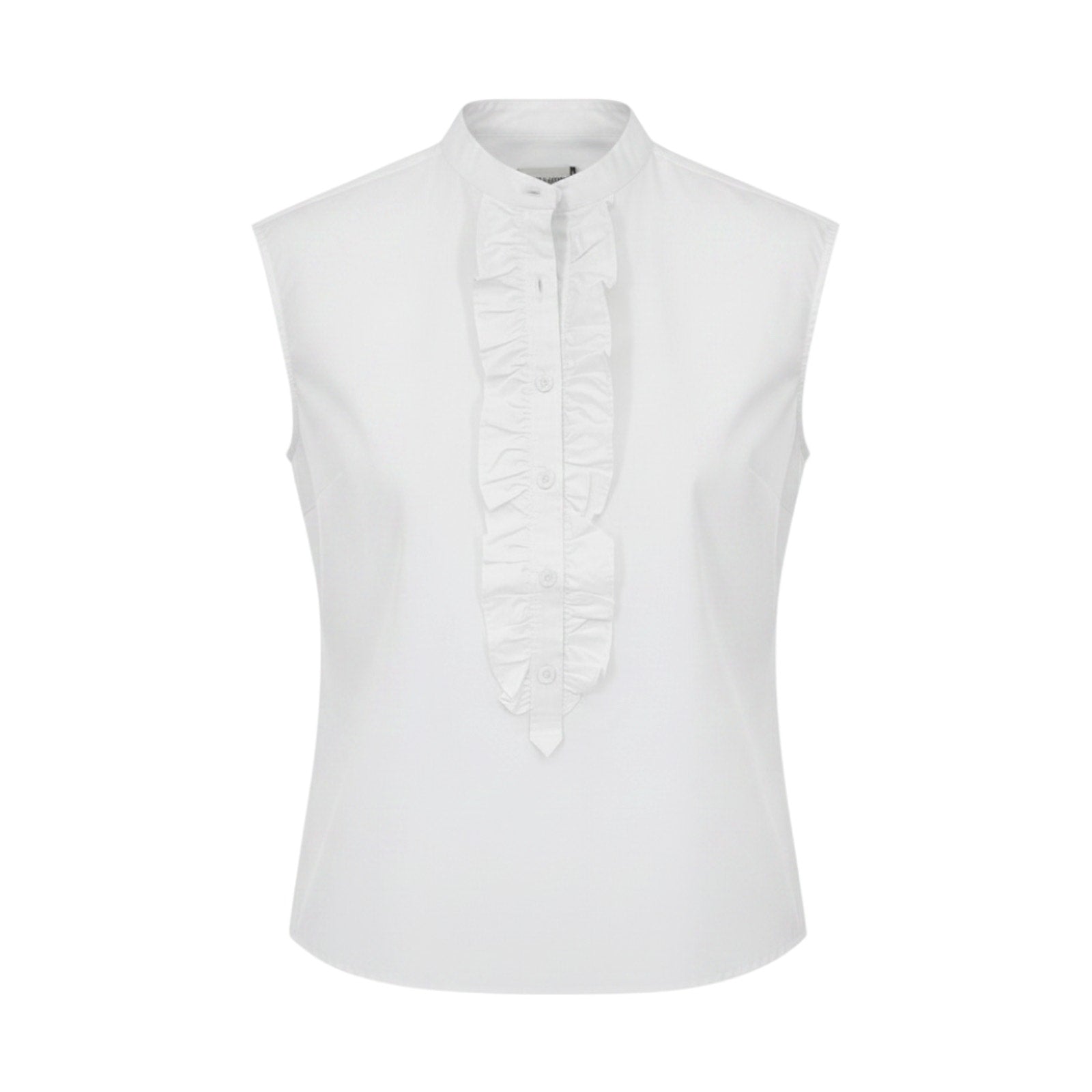 ZADIG and VOLTAIRE Ruffle Front Sleeveless Shirt in White S Zadig & Voltaire