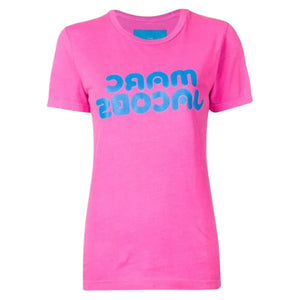 MARC JACOBS Fluorescent Logo Print Tee in Bright Pink S