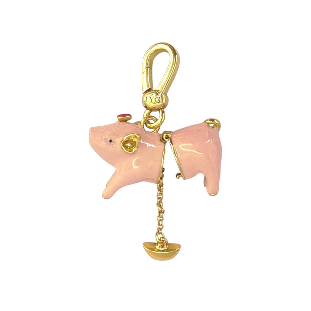 JUICY GRAPE Enamel Pink Pig Locket Charm Pendant - flyKAMP