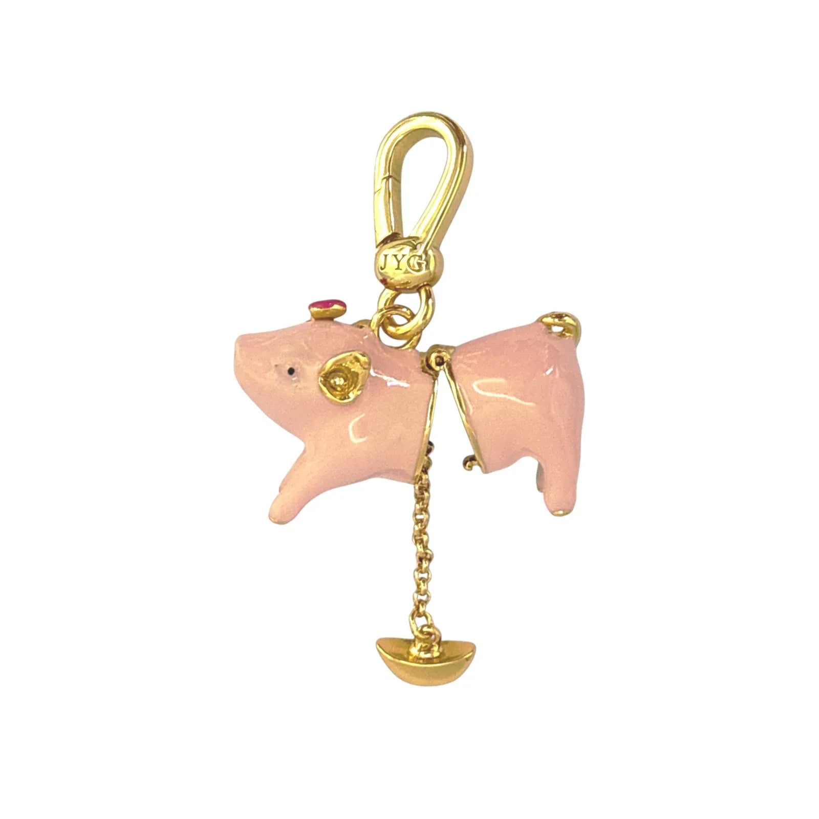 JUICY GRAPE Enamel Pink Pig Locket Charm Pendant - flyKAMP