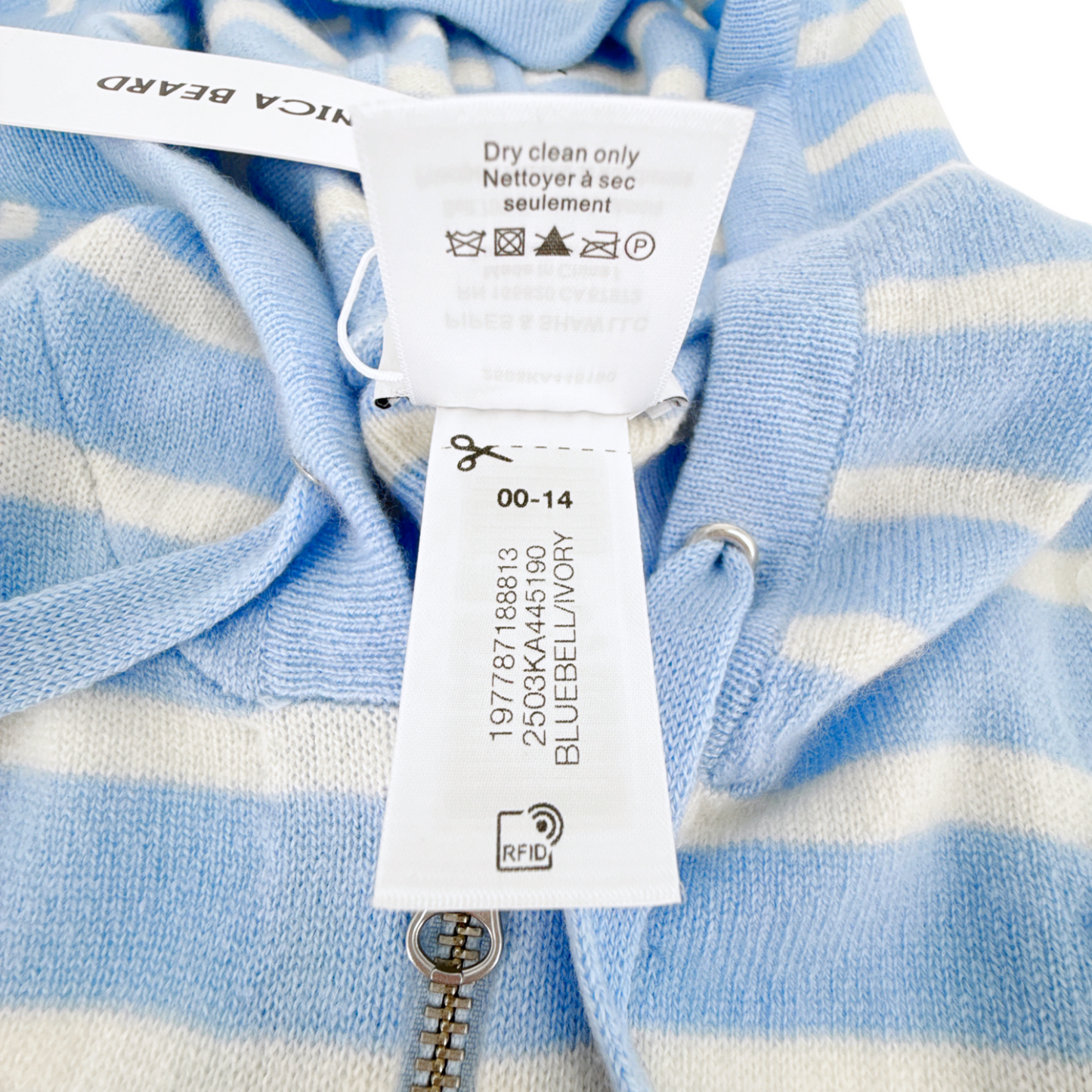 VERONICA BEARD Cashmere Hoodie Dickey in Bluebell & Ivory