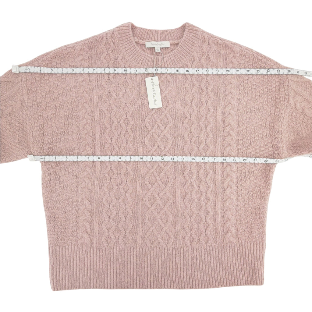 FAVORITE DAUGHTER The Oversized Cable Sweater in Whimsical Rose S Favorite Daughter