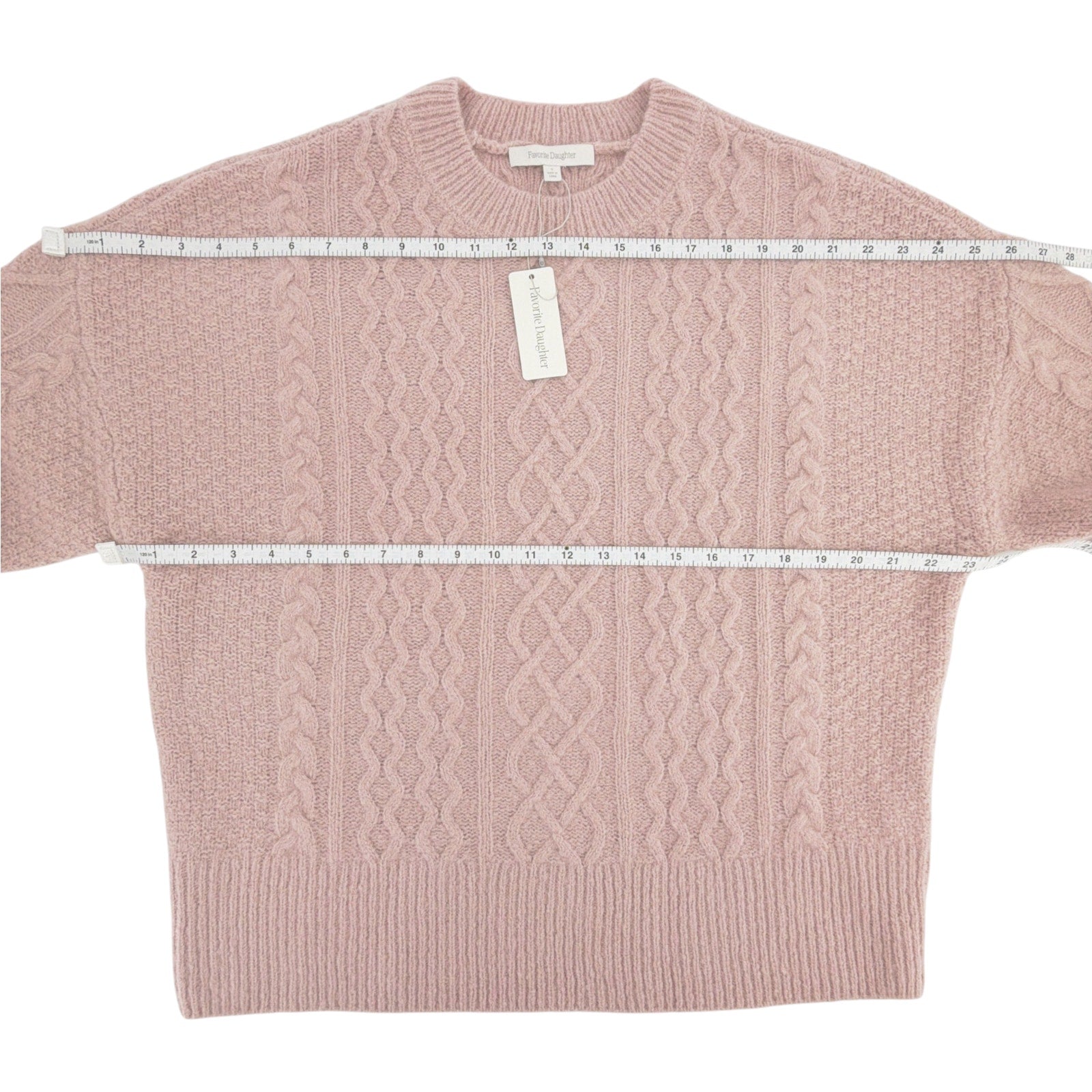 FAVORITE DAUGHTER The Oversized Cable Sweater in Whimsical Rose S Favorite Daughter